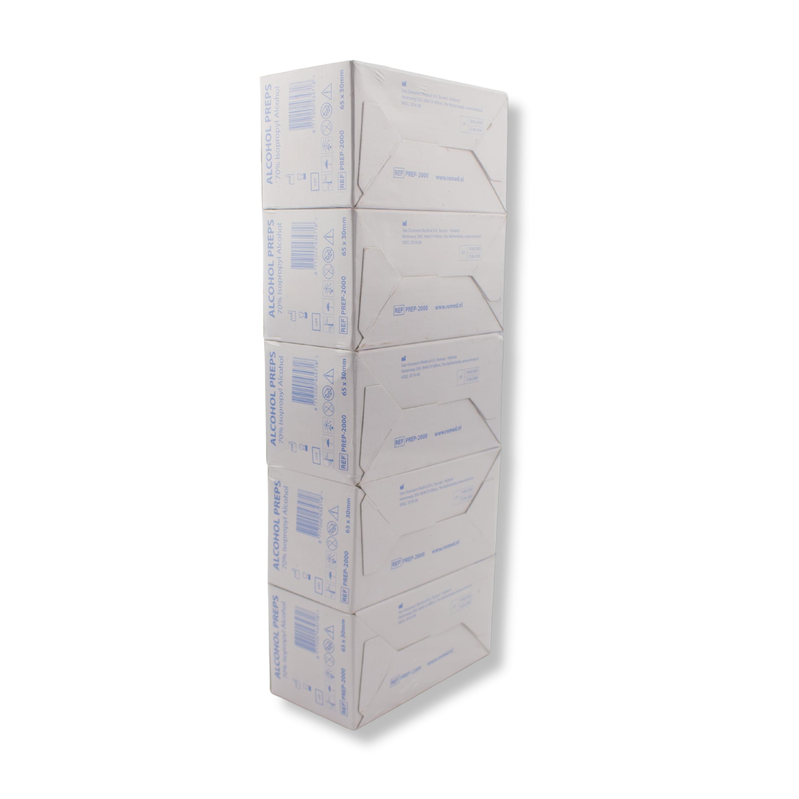 Romed Alkoholtupfer 65 x 30 mm, 2-lagig, Spar-Set 5 x 100 Stück, hygienisch eingesiegelt (1 Set = 1 x 5 x 100 Stück)