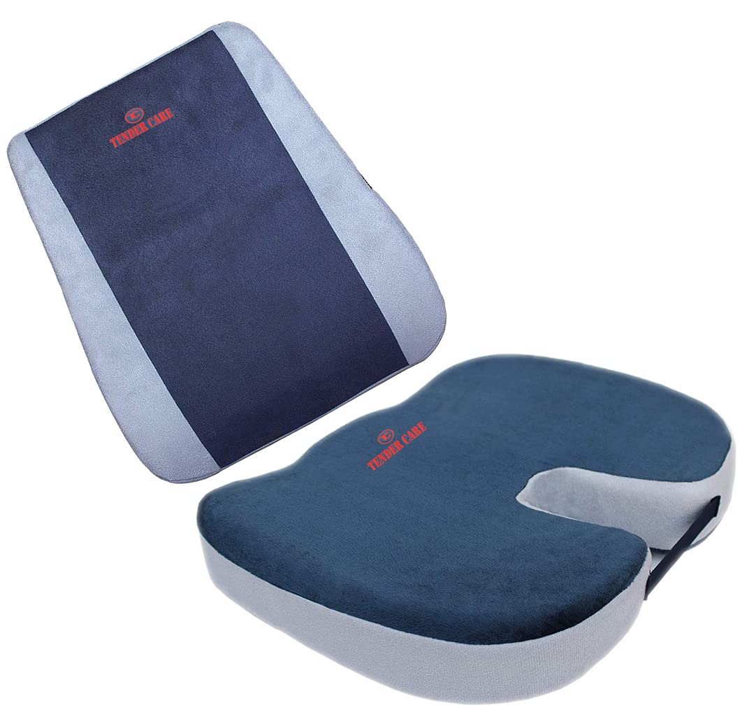 TENDER CARE Coccyx, Sciatica, Lower Back Support and Pain Relief Seat Cushion with Tender Care Lumbar Tailbone Support Combo Offer (CUSHION + BACK SUPPORT) (CUSHION + BACK SUPPORT)-image-35