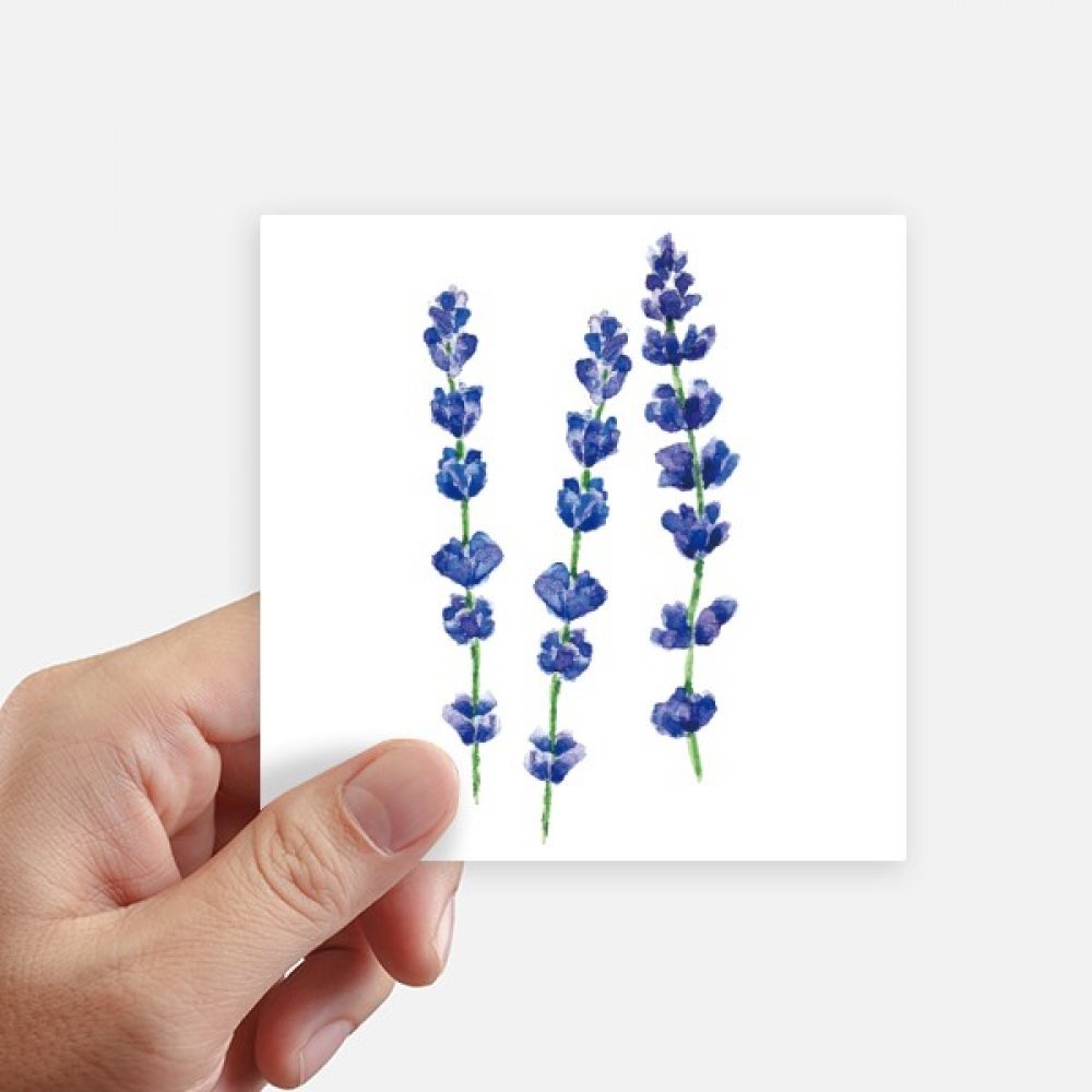Autocollant carré bleu lavande fleur plante lot de 8 stickers multicolor 10cm