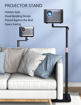 Projector Mount 360° Swivel Projector Stand Adjustable Height L-Shape Hidden Floor Stand Compatible with XGIMI, Nebula, VANKYO, Jinhoo, AuKing
