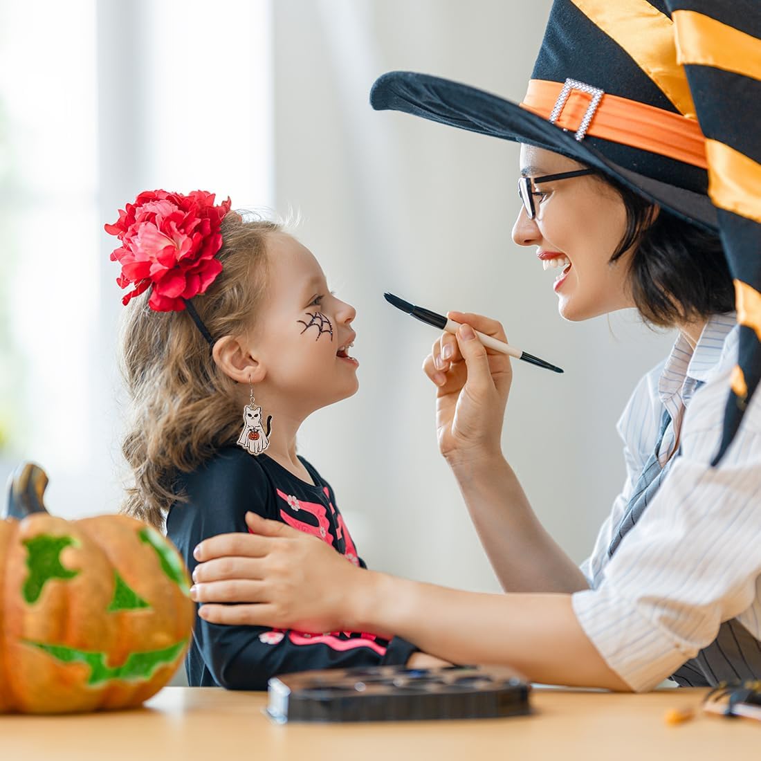 Halloween Cat Earrings for Women - Spooky Cute Ghost Cat Pumpkin Dangle Jewelry, Fun Halloween Outfit Accessories Gifts - Image 3