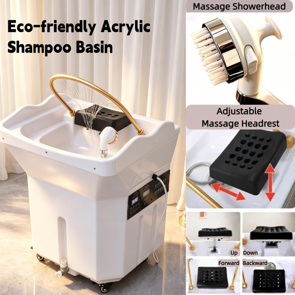 Head Spa Equipment, Almacenamiento Agua 60 L, Lavabo Champú para Terapia de Spa con CirculacióN Agua y FuncióN Terapia Luz, Head Spa Equipment, para Spa Capilares y Salones de PeluqueríA