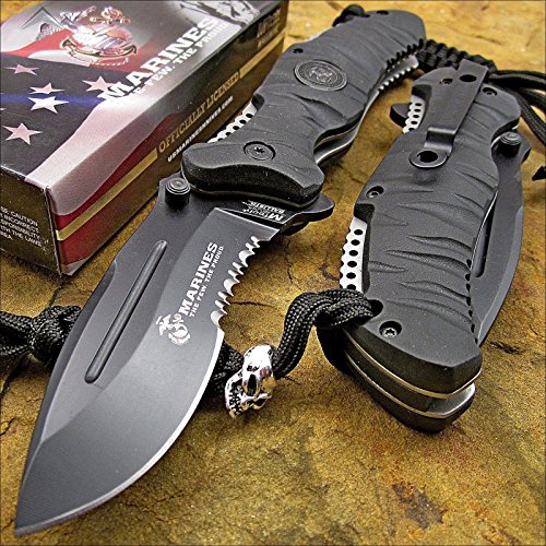 MARINES Open MILITARY TACTICAL Folding Pocket Blade Knife USMC