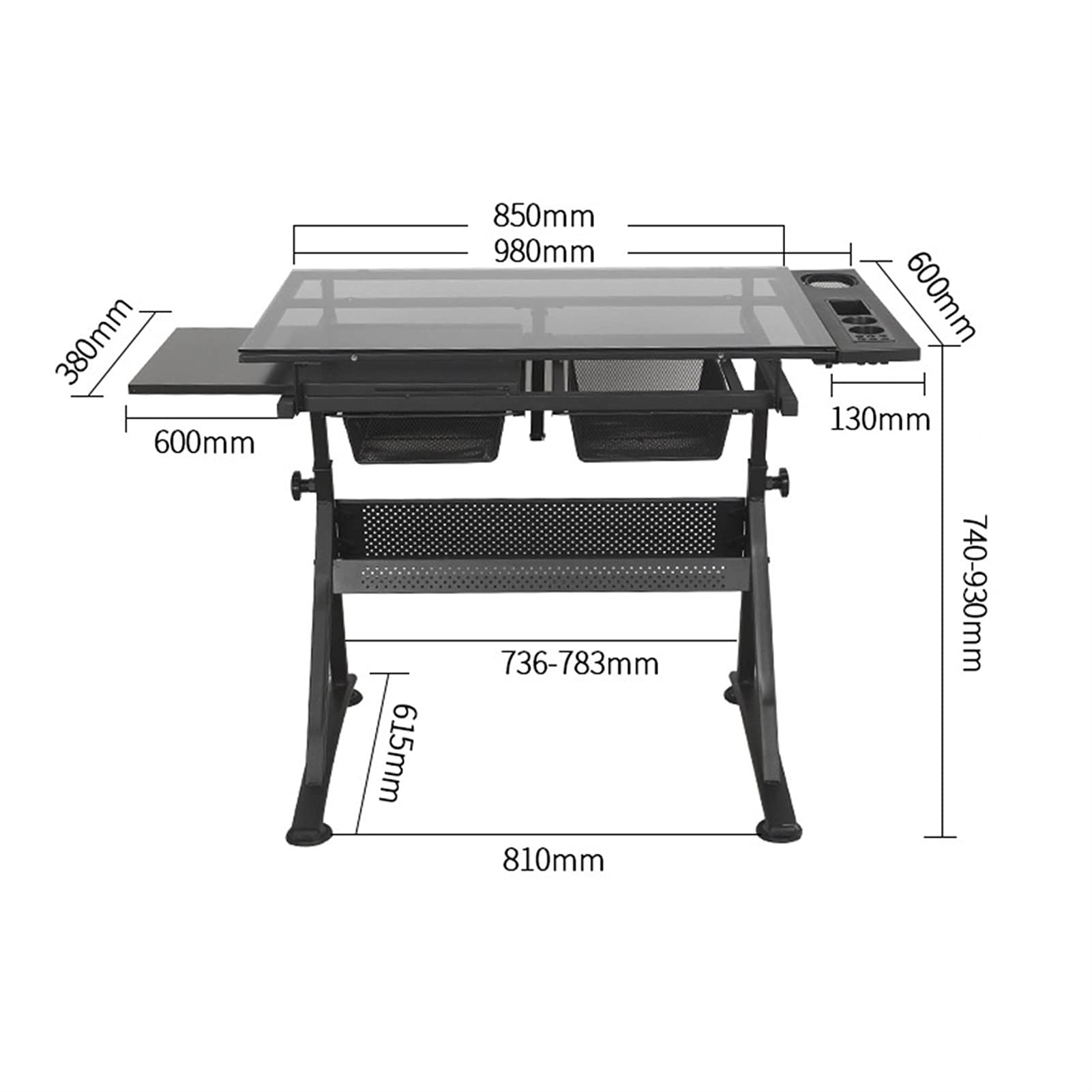 Mesa De Arte De Dibujo De Altura Ajustable, Escritorio De Artistas Mesa De Vidrio Inclinable Estación De Trabajo De Pinturas con Cajón De Almacenamiento, Estación De Trabajo De Artesanía De Escritur