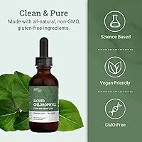 Vista 4 de Clorofila líquida, gotas líquidas para apoyo del sistema inmunológico, desodorante interno natural - Gotas de clorofila vegana con glicerina