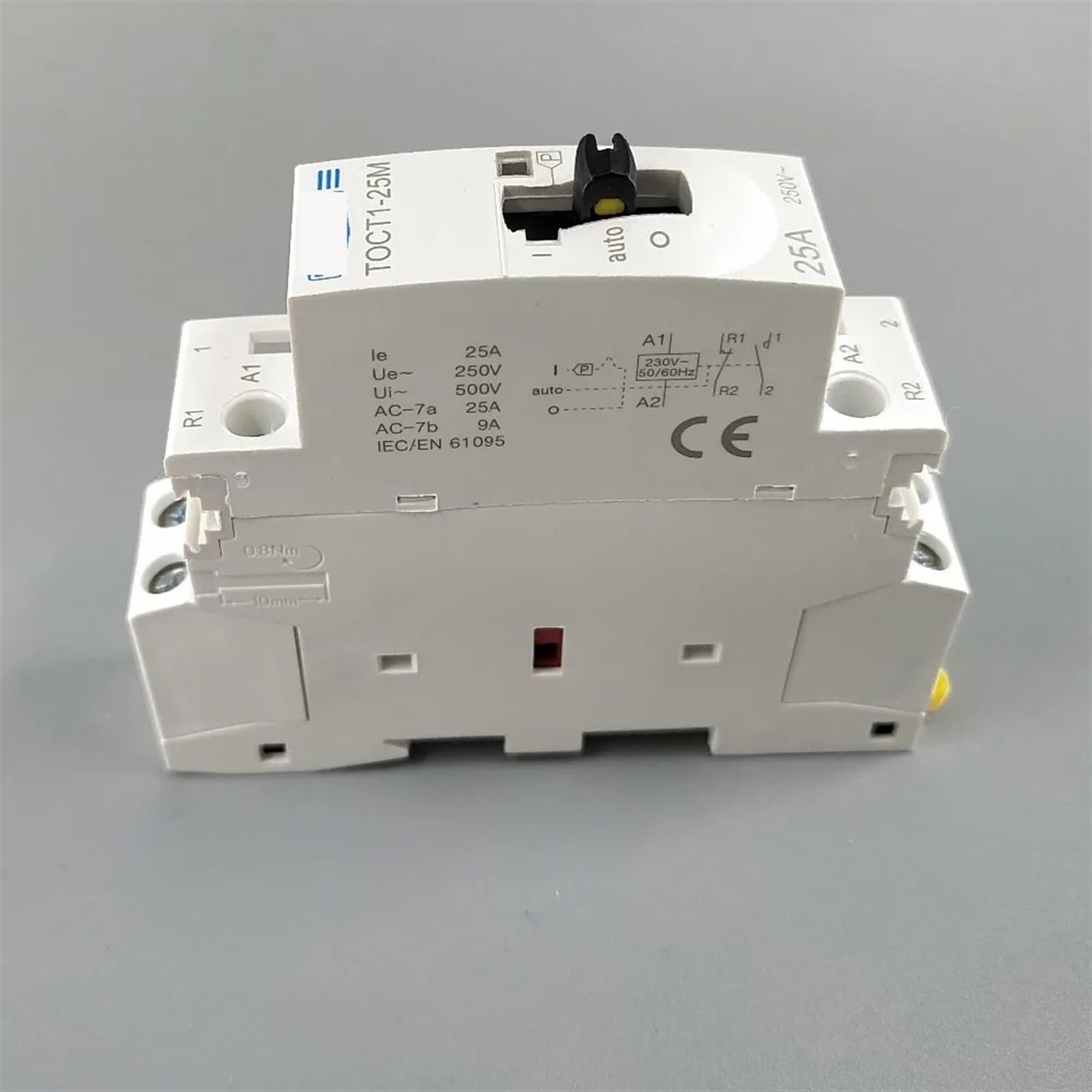 Stycznik modułowy AC do użytku domowego na szynie DIN 2P 25A 220V/230V 50/60 Hz z ręcznym przełącznikiem sterującym 2NO lub 1NO 1NC lub 2NC 1 szt. (1NO 1NC)