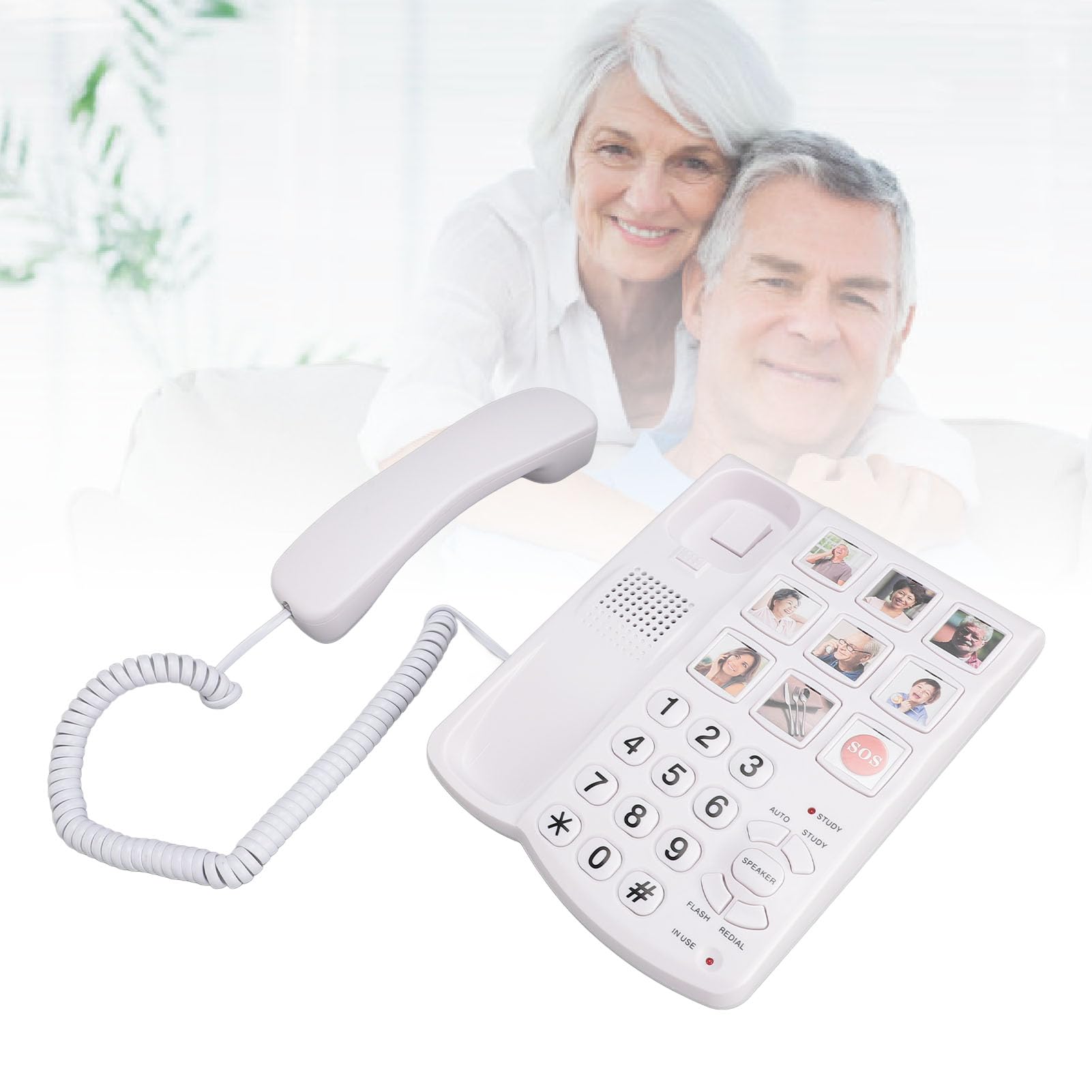 Yctze Big Button Telefono per Anziani con Composizione SOS, Pulsanti di Immagine, Volume e Funzione Senza Mani - Ideale per Ipovedenti
