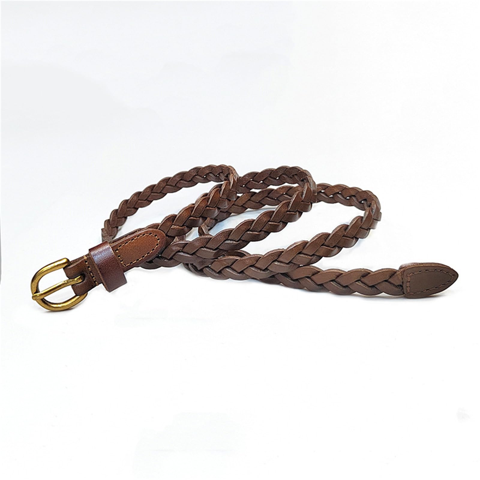 Cinturones de Mujer Cinturón Tejido Para Mujer, Informal Con Hebilla Decorativa, Fino, Moda-marrón-103cm