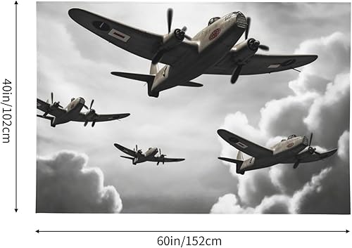 Miniatura 2 de VTCTOASY Tapiz estampado de la Segunda Guerra Mundial para colgar en la pared, bonito tapiz de pared para dormitorio, sala de estar, 60 x 40 pulgadas