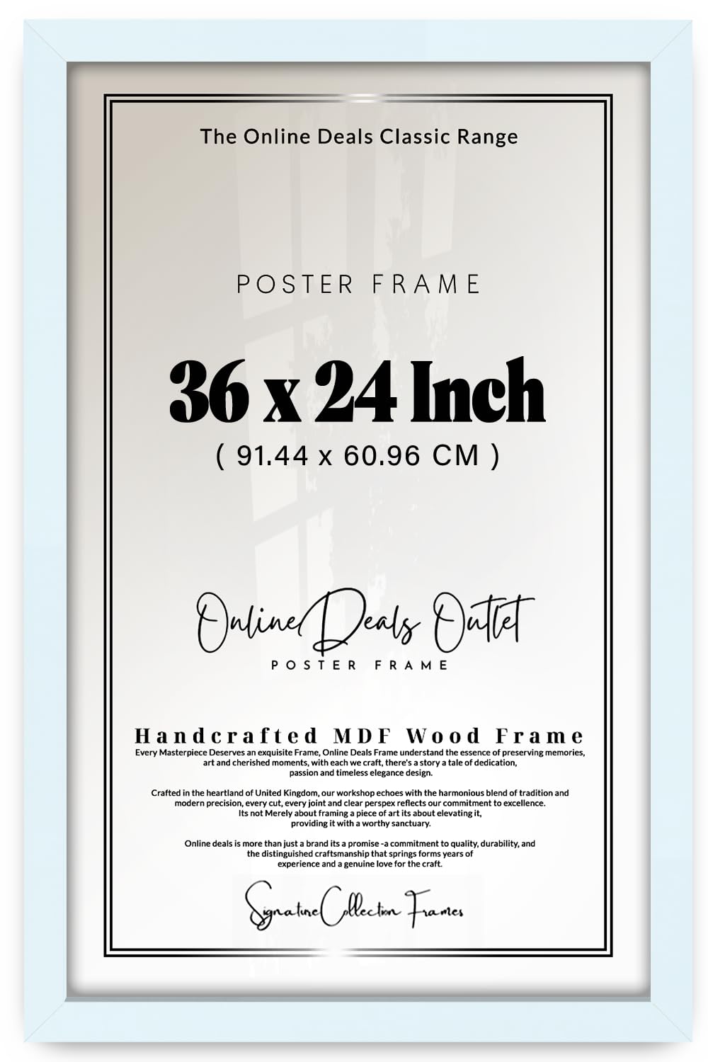 Online Deals | MDF Picture Frame (91.44 x 60.96 CM) 24 Inch x 36 Inch for Office Certificates & Diplomas, Elegant Finish, Secure Hanging for Home & Office [ White ]