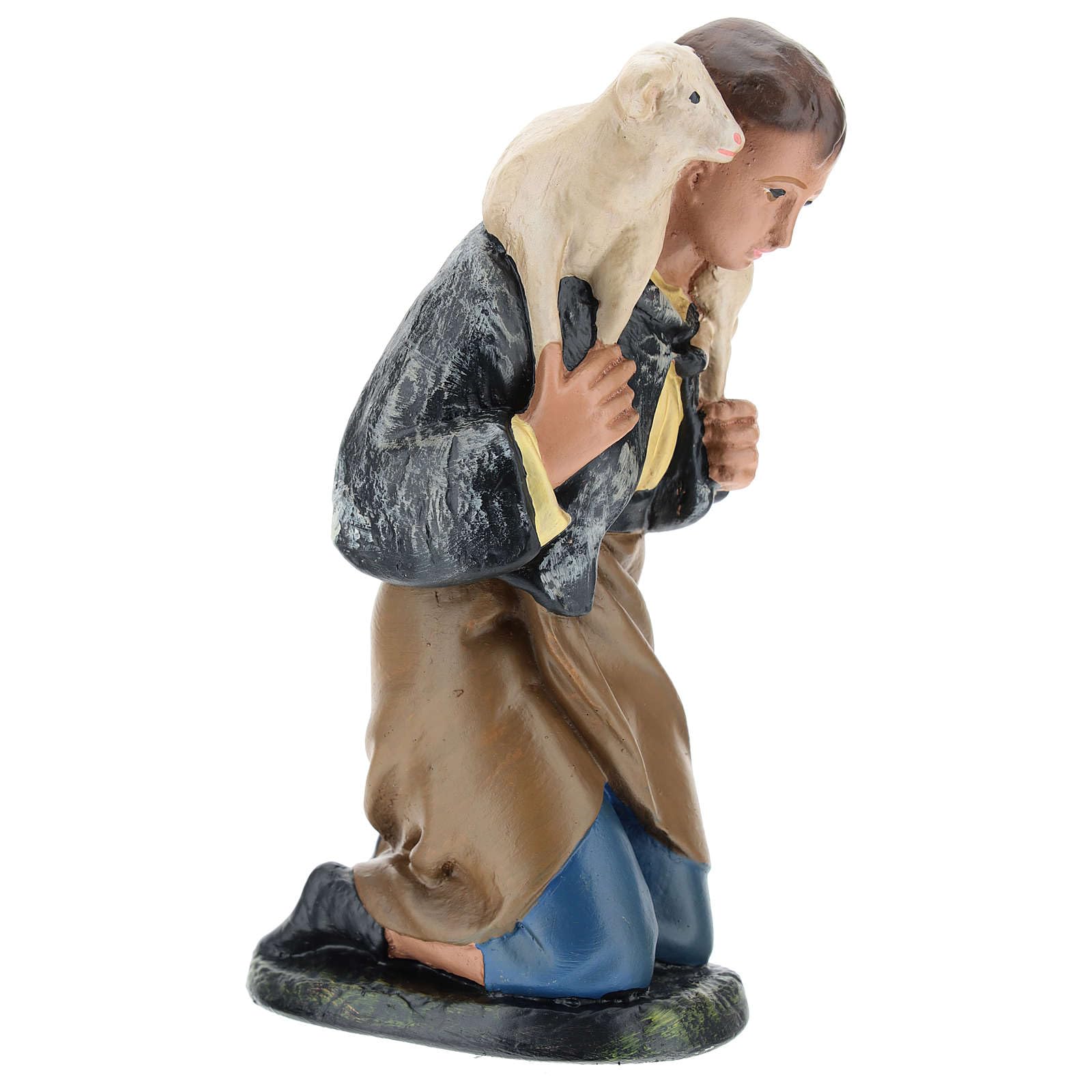 Holyart Presepe gesso Arte Barsanti: Statua pastore inginocchiato con pecora presepe 20 cm Arte Barsanti