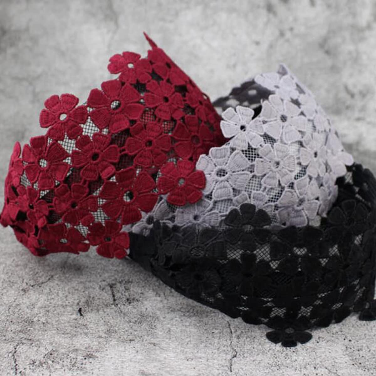 Wide Lace Hairbands for Women 5 Pcs Breathable Elastic Floral Accessories Misgirlot Wide Lace Headband 5Pcs - Fashion Hair Accessories  main image 4