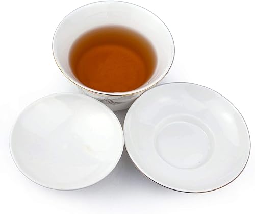 Miniatura 3 de Gaiwan - Juego de taza de té Sancai de porcelana blanca grande de 16.9 fl oz, tapa para el sol hermosa montaña (16 onzas grande)