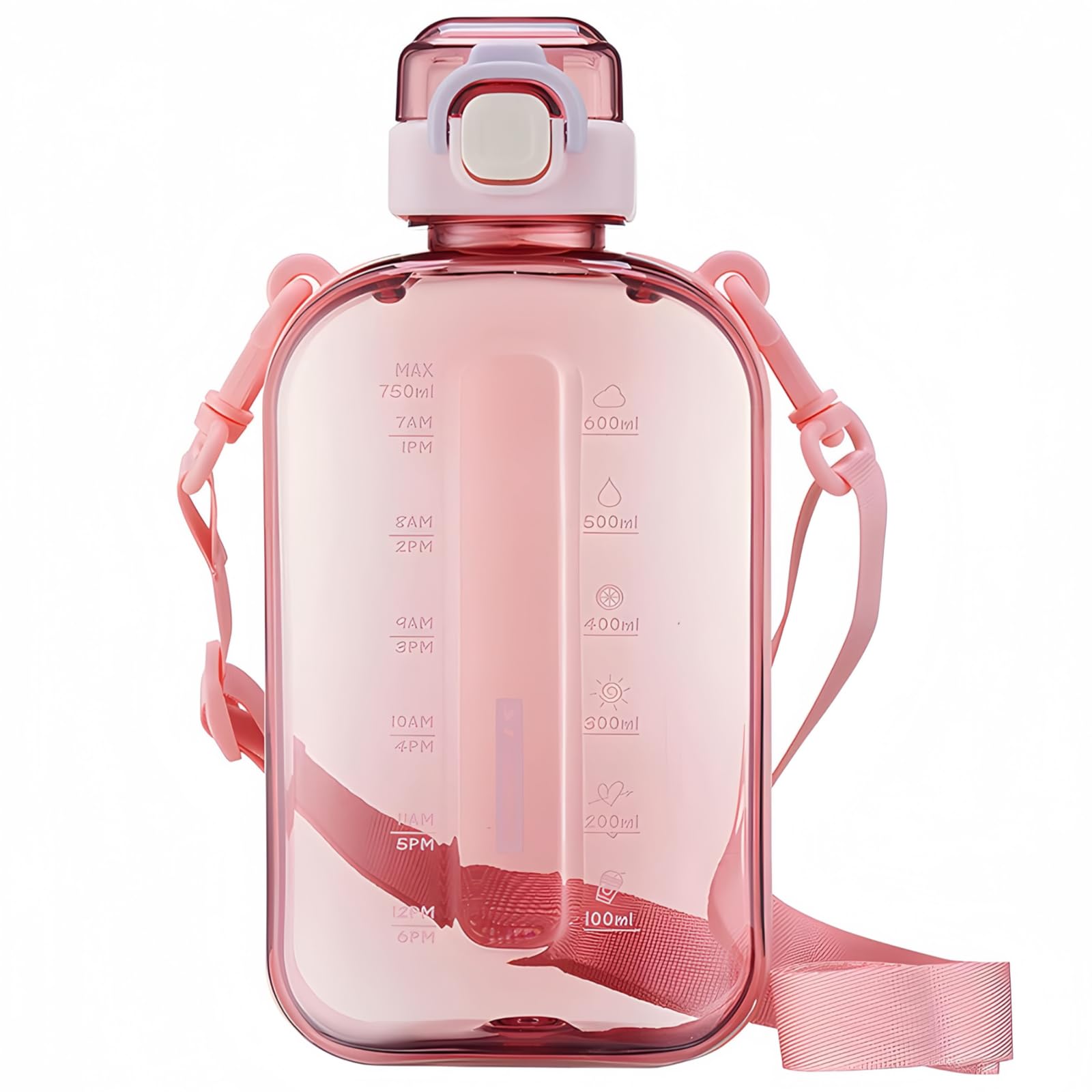 SEASEVEN Flat Water Bottle 750ML for Gym,School Office(Flat Pink)