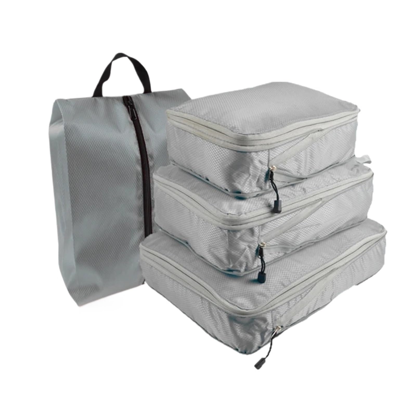 4piece Compressible Storage Bag Set Compression Packing Cube Travel Luggage Organizer Foldable for Suitcases(Grey)