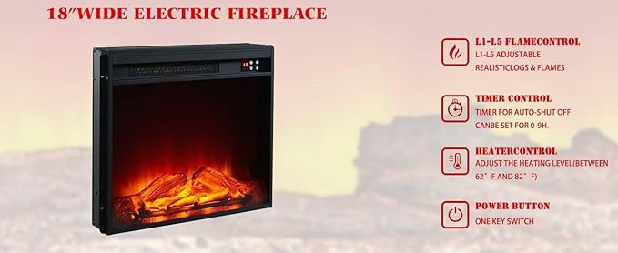 Chimenea Eléctrica Freestanding LIVILAND 36" Gris miniatura 7