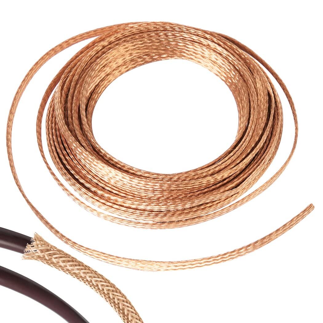 20ft 6mm Flat Copper Braid Cable, Pure Bare Copper Braided Wire Ground ...