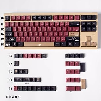 cherry.0329様 Red Samurai Keycaps 129 Keys Cherry Profile Dye Sub PBT