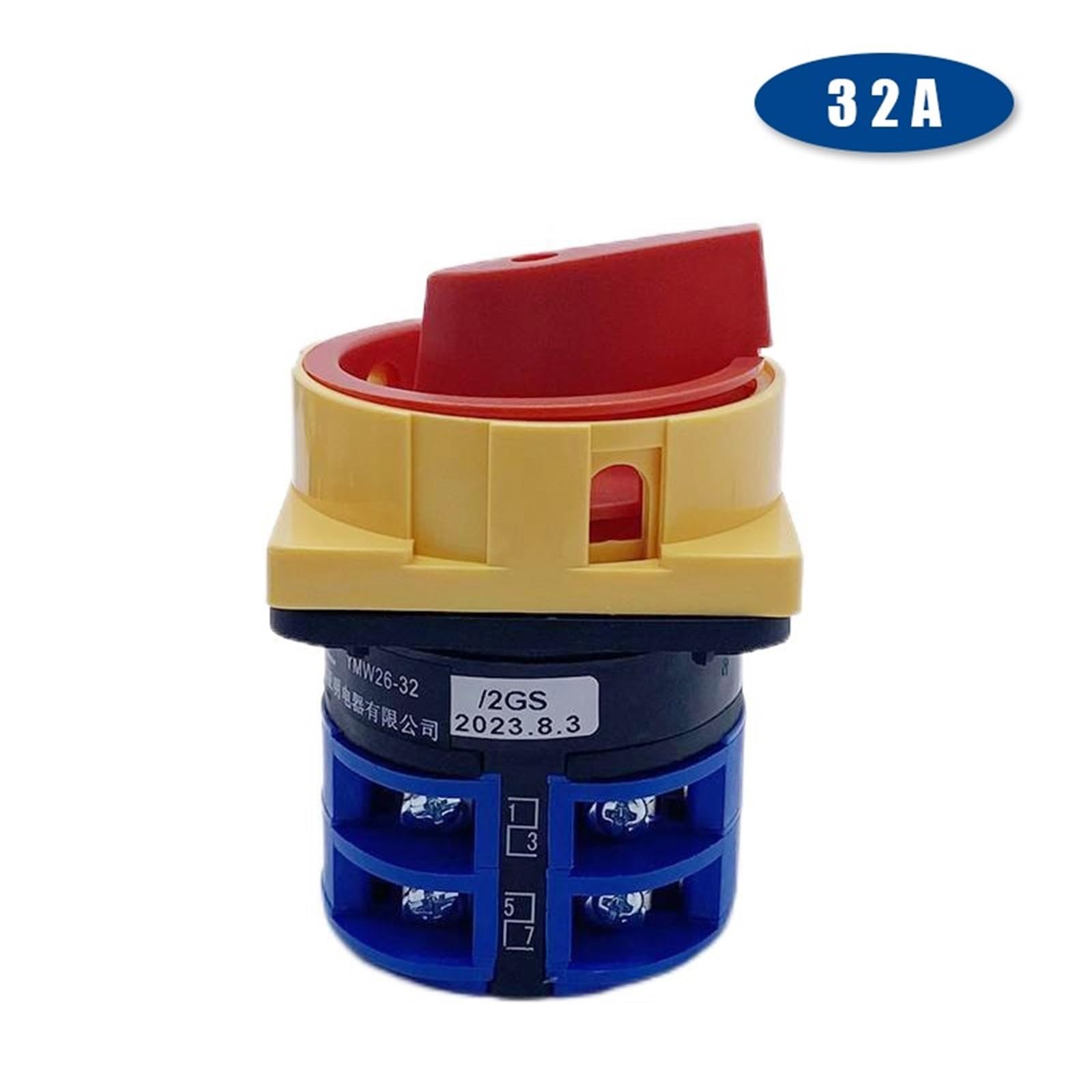 LW26GS-32/04-2 interruptor de leva giratorio candado de encendido y apagado de 2 posiciones 690V 32A interruptores de cambio de 2 polos contacto plateado YMW26 1 Uds