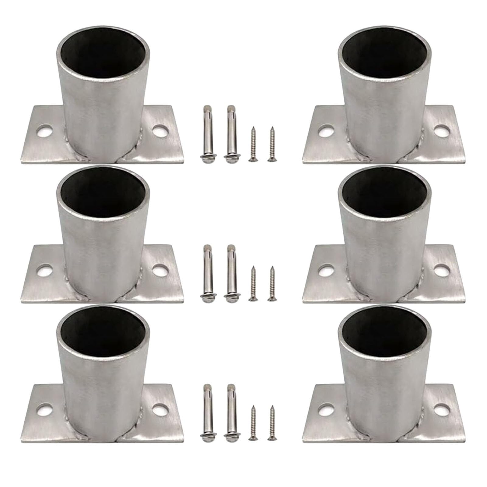 Pgpgp One Color Heavy Duty Stainless Steel Round Post Base - Waterproof Post Anchor Bracket For Decks, Fences, And Railings(6Pcs 140Mm)