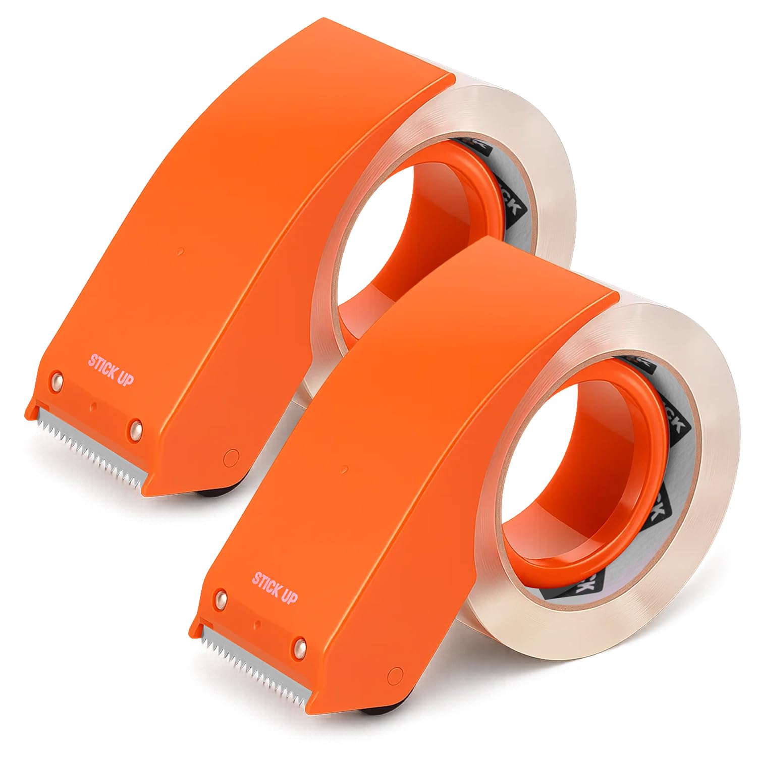 STICK UP 2 Pack Packing Tape with 2 Dispensers, 1.88 inch x 65 Yds (130 Yds Total) Heavy Duty Shipping Tape, Strong Adhesive Clear Packaging Tape for