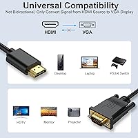 Vista 7 de Paquete de 2 cables HDMI a VGA de 3.3 pies, cable HDMI a VGA unidireccional macho a macho, cable de video HD 1080P compatible con computadora