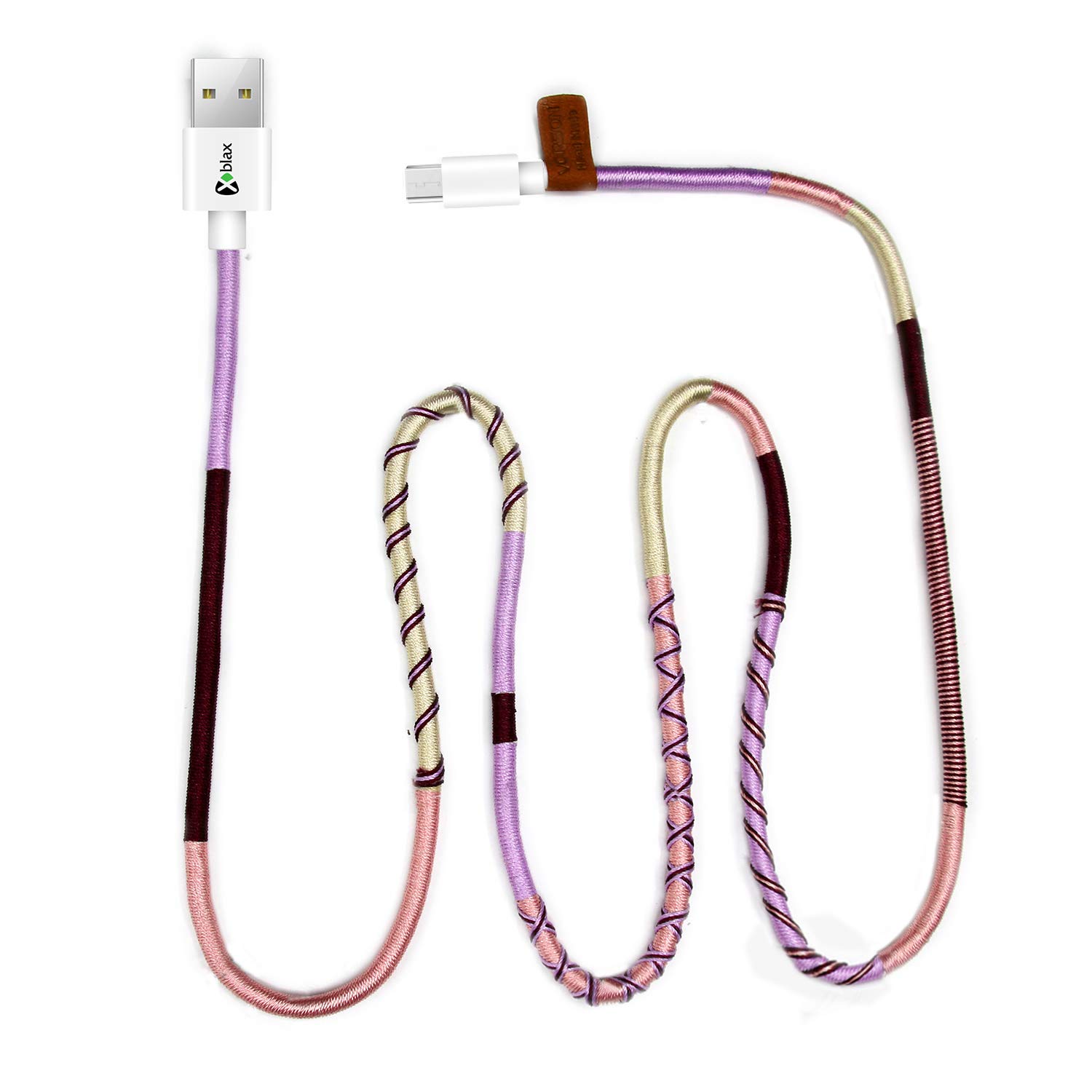 Vorson Handmade Purple Mix Micro Android Şarj ve Data Kablosu, 100 cm