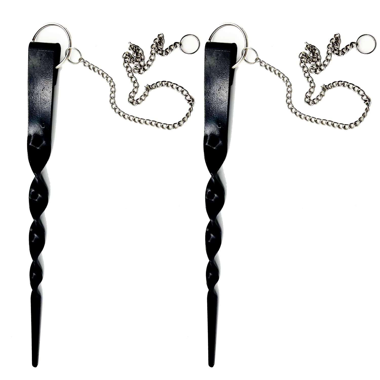Dftdfyxy Black Dftdfyxyrain Chain Anchor,Rain Chain Anchoring Stake,Powder Coated Iron Rain Chain Anchoring Stake,With 40Cm Chain, Body Length Is 33Cm,For Securing The End Of Garden Rain Chains,,2 Pcs