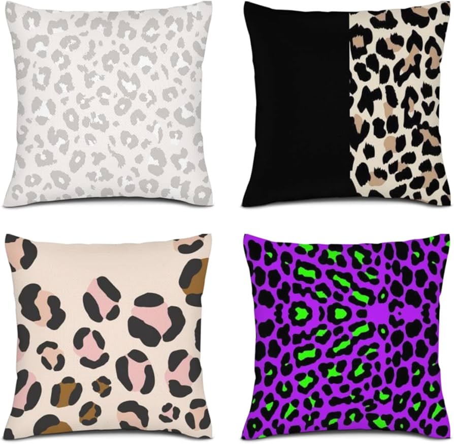 Amazon.co.jp: レオパード柄 豹柄 クッションカバー 北欧 4枚セット