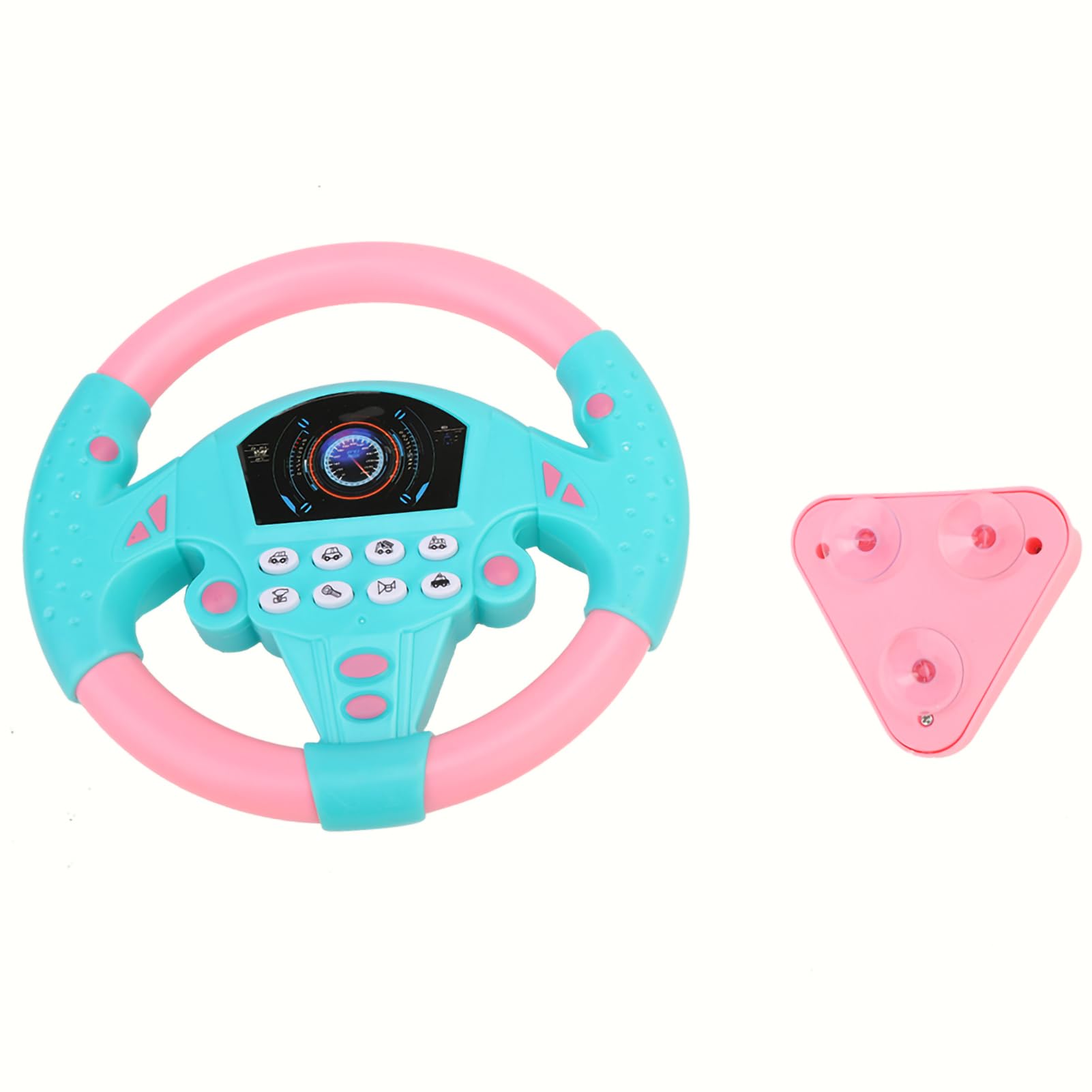 Small Steering Wheel Toy Baby Educational Copilot Steering Wheel Music Children Intelligent Toy Simulation Car Driving Toy for Kids Gift (Pink and blue) - Image 4