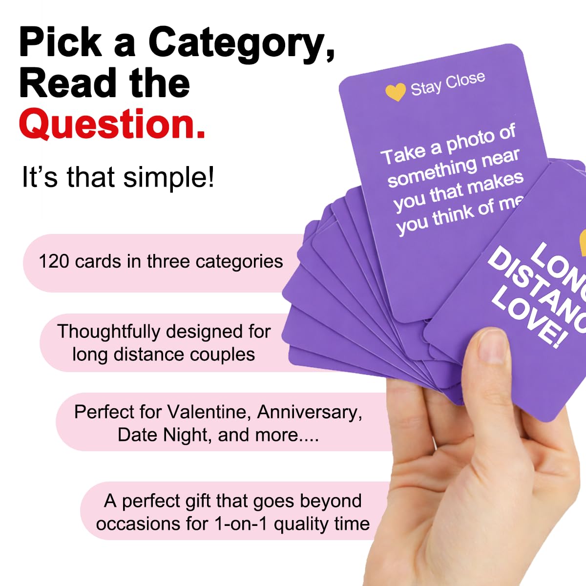 Long Distance Love – Long Distance Relationship Card Game for Couples, 150 Conversation Starter Cards for Video Calls & Virtual Date Night, Gift for Boyfriend or Girlfriend