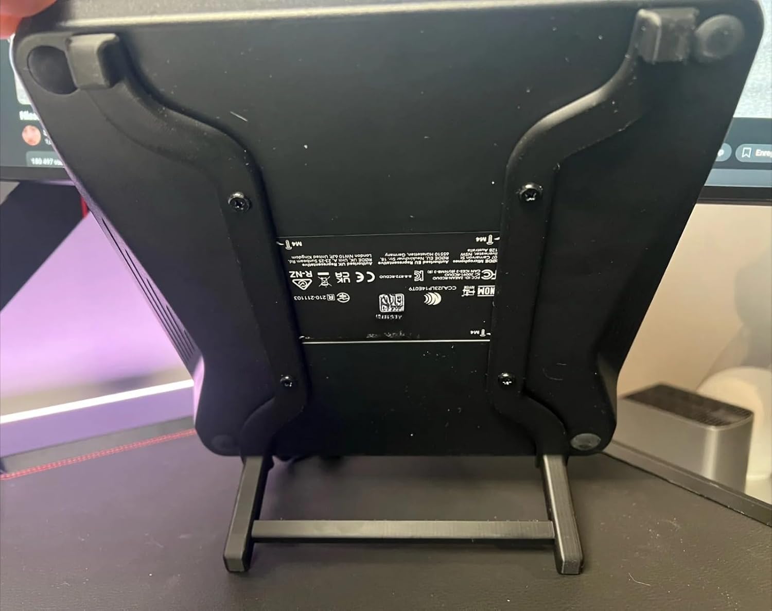 Desktop Audio Stand for Rodecaster Duo, 2.4 inch Rear Riser Elevation - Tool-Free Installation & Anti-Slip Base for Better Screen Viewing and Ventilation