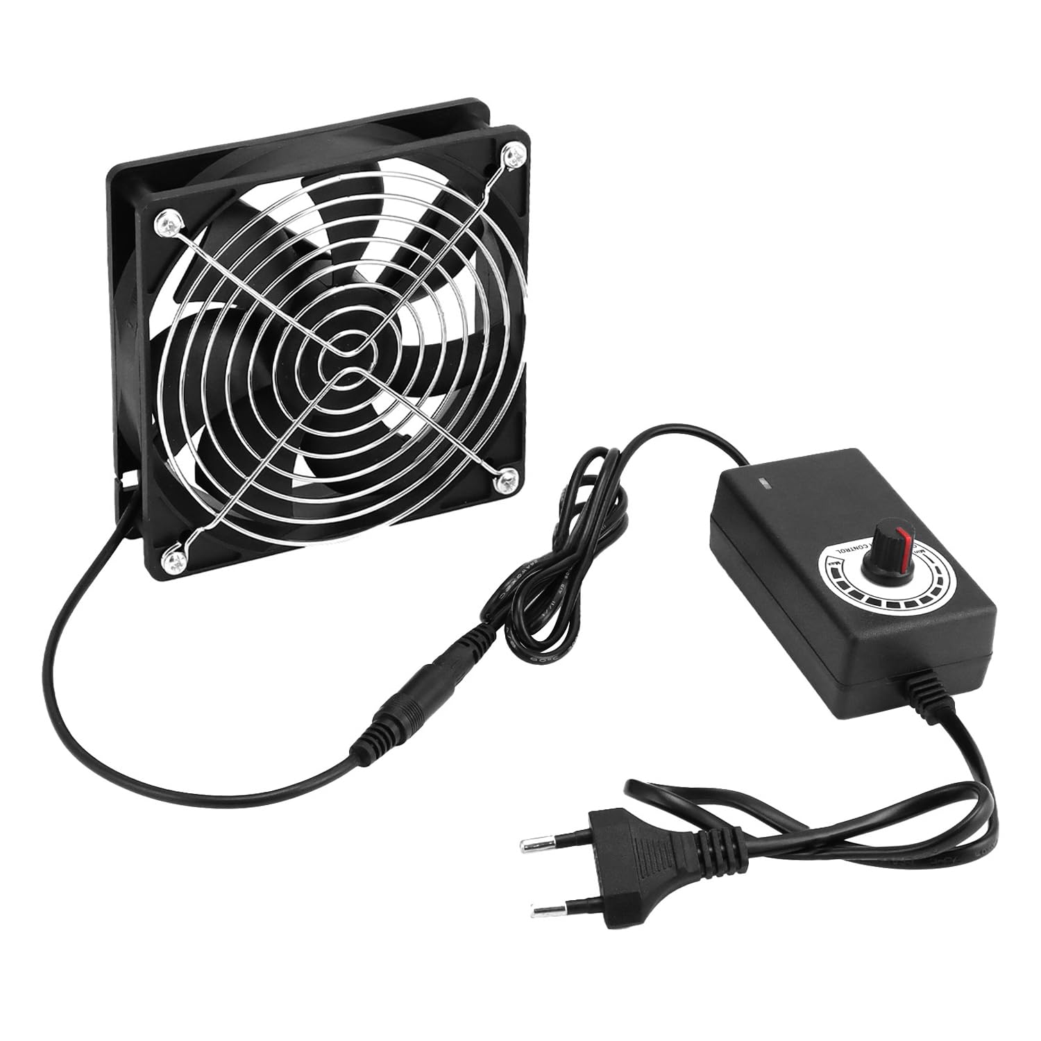QWORK® 120mm Gehäuselüfter mit Geschwindigkeitskontrolle - 12V Bürstenloser PC Lüfter für Computer, Laptop, TV Box und mehr
