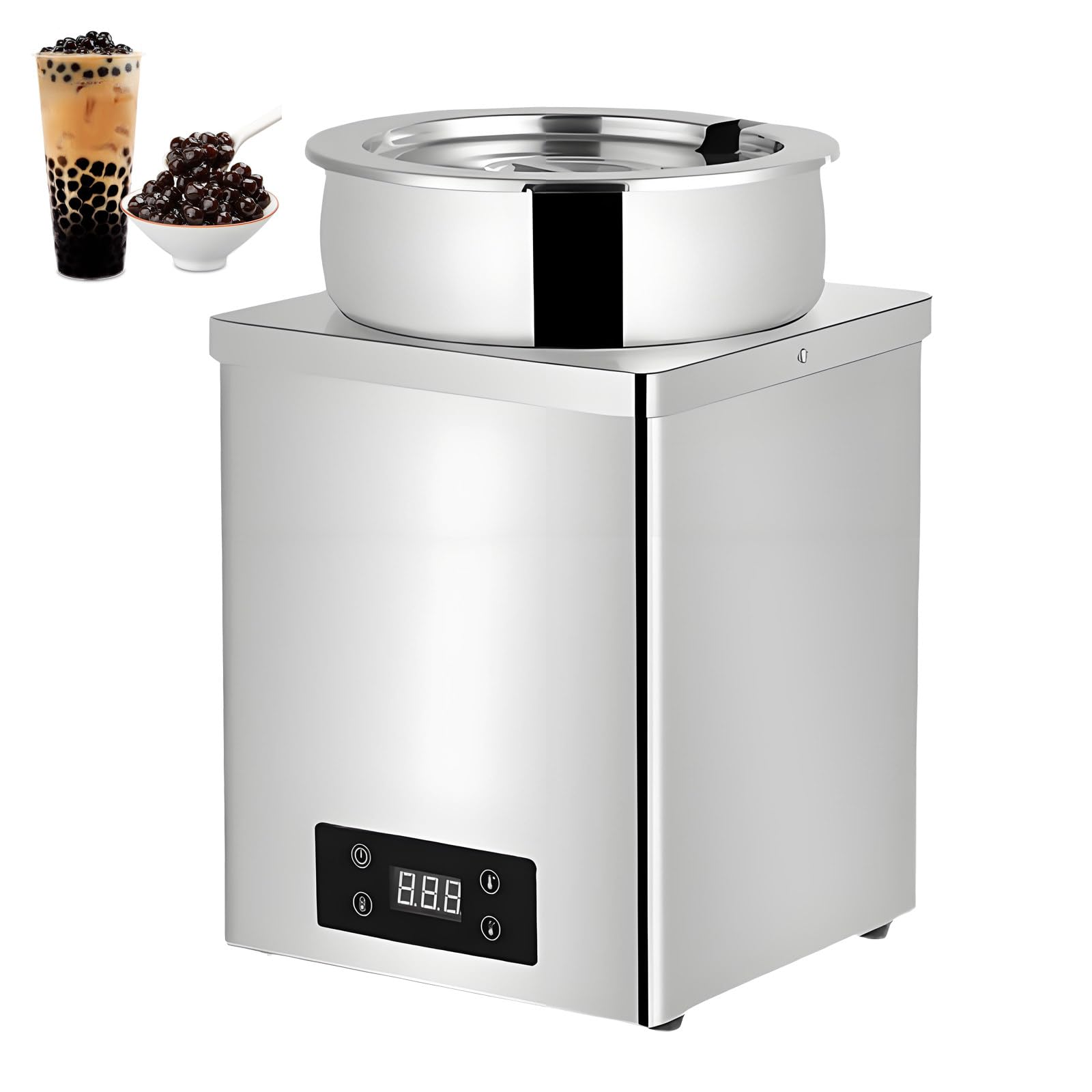 GSHSHOU Pearl Warmer Tapioca Machine,3L/7L Stainless Steel Milk Tea Shop Pearl Balls Warmer Machine,for Sushi,Rice,Milk Bubble Tea,Taro Ball 7L