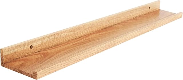 IBUYKE Solid Oak Timber Floating Shelf Wall, Creative U-shaped Shelf Display Racks for Living Room, Office, Bedroom, Bathroom, Kitchen, 90cm Wood color RF-GB545