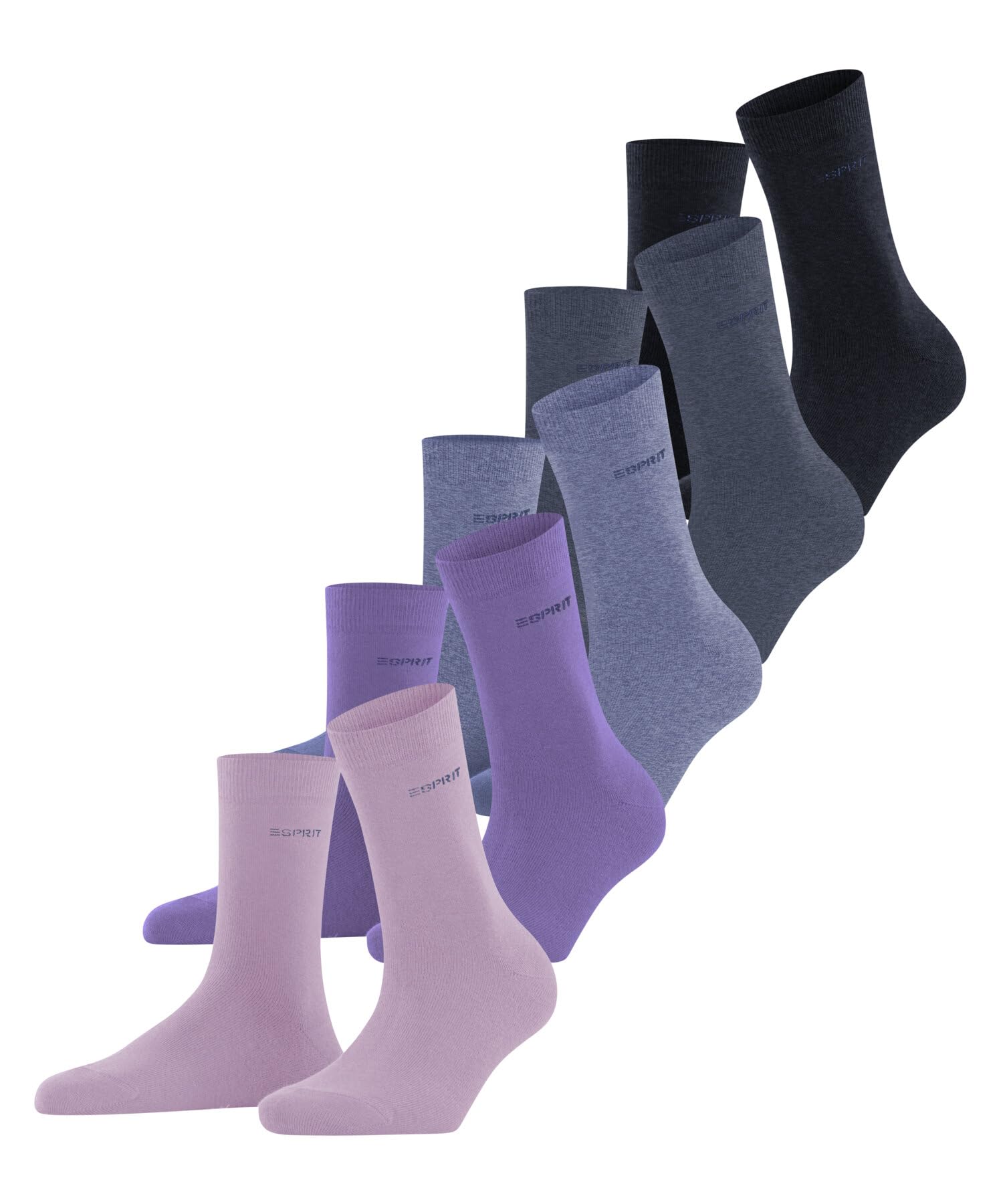 ESPRITWomen's Solid Mix 5-Pack Socks Breathable Organic Cotton Reinforced Extra-Soft On Skin Mix Plain Patterned Flat Seam In Toe Area For Dress Casual Business Looks Multipack 5 Pairs