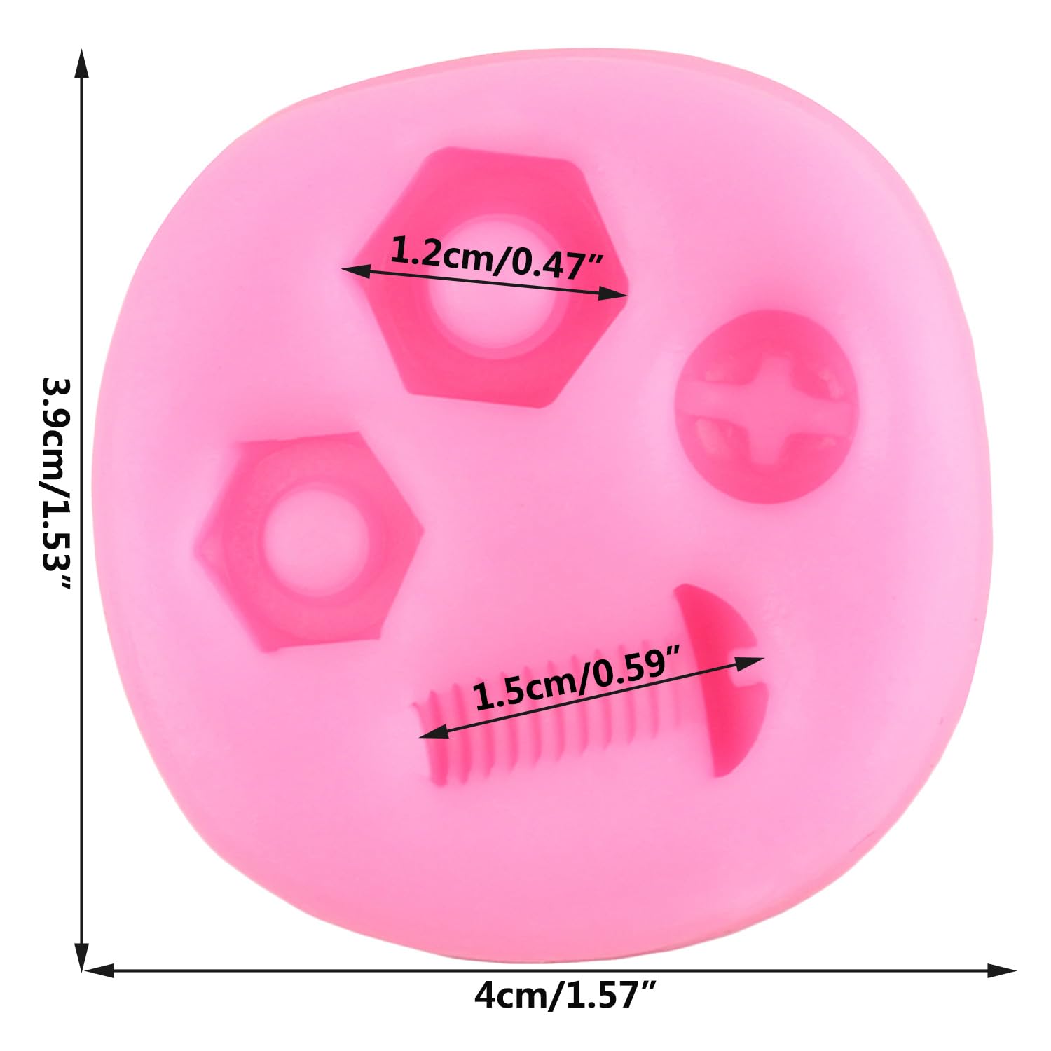 Herramientas de mano Molde de silicona con tuerca de tornillo para fondant para decoración de pasteles, cupcakes, chocolate, caramelo, pasta de goma, arcilla polimérica
