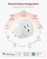 Vista 2 de VEVOR Enchufe inteligente, salida inteligente WiFi compatible con Alexa y Google Home, enchufes WiFi con programación, control de aplicaciones