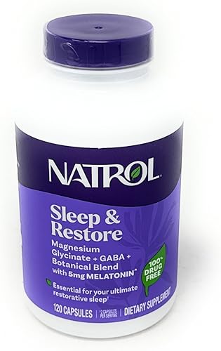 Natrol Cápsulas Sleep & Restore, 120 unidades, melatonina de 5 mg con GABA, magnesio y vitamina B6, vegetariana, sin OMG, esencial para tu mejor