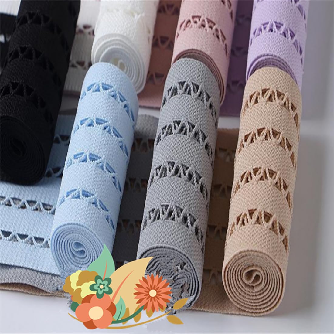 Elastico ondulato 7 cm – Elastico in rete traspirante per abiti, gonne e costumi da bagno – Elastico piatto per pantaloni in gomma elastico e indeformabile bianco 30 metri