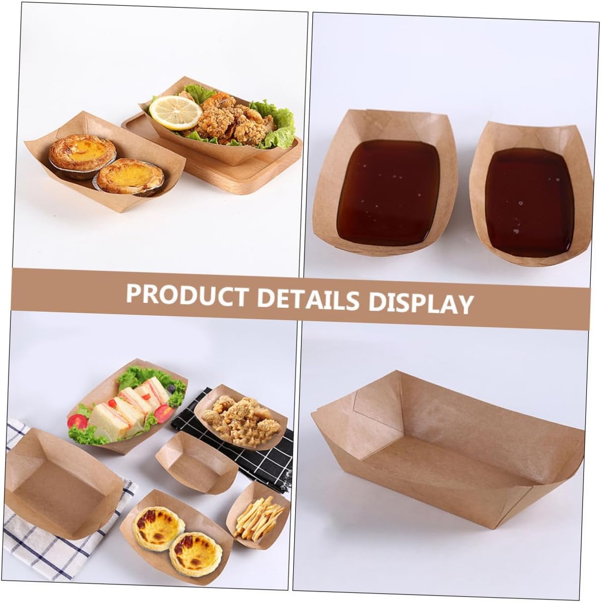 minkissy 100pcs Kraft Paper Takeout Containers Oil-proof Food Packaging Boxes for Fried Snacks French Fries and Fried Chicken Disposable Food Storage Boxes for Restaurant Catering