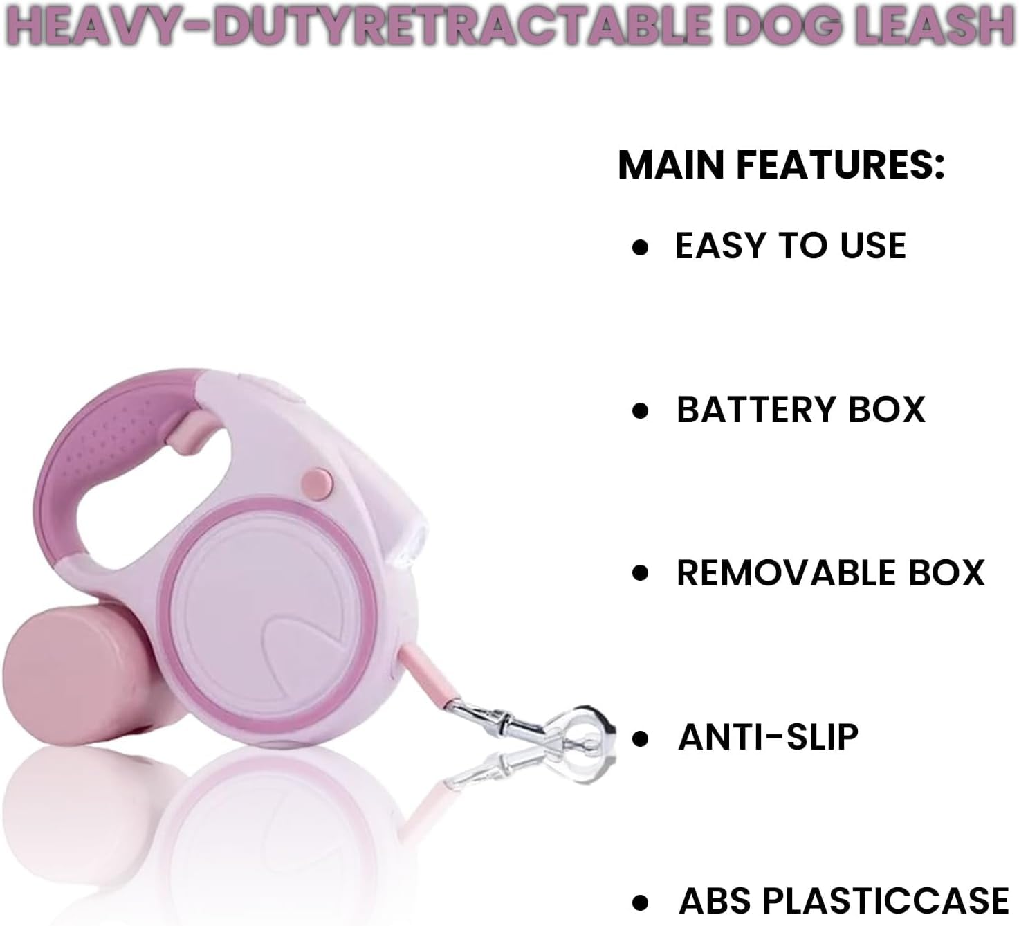 Laisse rétractable pour chien avec lampe de poche et distributeur, la laisse rétractable pour chien est parfaite pour une promenade sûre et confortable avec votre animal de compagnie – Convient pour