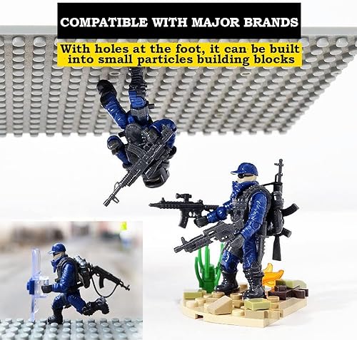 Miniatura 5 de Special Forces Mini figura de acción militar con armas y accesorios, juego de bloques de construcción, 8 piezas de múltiples articulaciones móviles