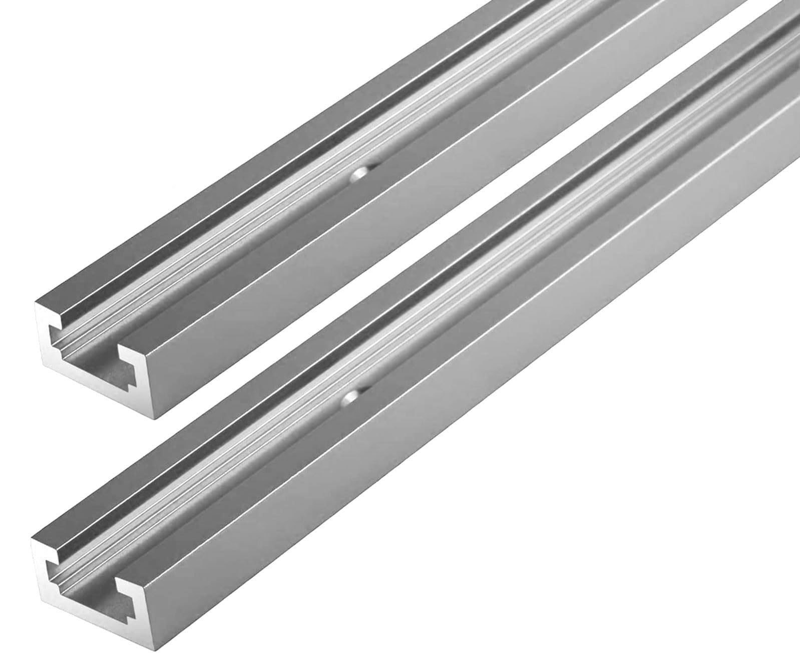 iMetrx T Tracks Woodworking Aluminum 48 inch 1220 mm Silver 2 Pcs Double Cut Profile Universal with Predrilled Mounting Holes for Universal T-Track Accessories
