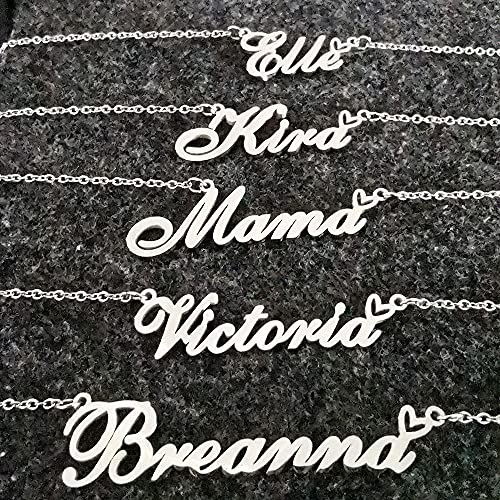 Ronkah Princess Custom Name Necklace Customized Personalized Pendant Name Necklace With Heart For Women Fashion Necklace Best Gift For Girl Mother Daughter Christmas Silver #TOP6