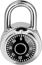 Combination Lock, LQYN Standard Dial Combination Lock, Pack of 1; Black Turnplate, 2 in. Wide, Fixed Three Digital Combination, for School, Gym & Locker, Toolbox, Gate