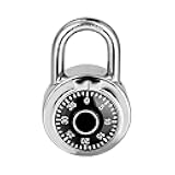 Combination Lock, LQYN Standard Dial Combination Lock, Pack of 1; Black Turnplate, 2 in. Wide, Fixed Three Digital Combination, for School, Gym & Locker, Toolbox, Gate