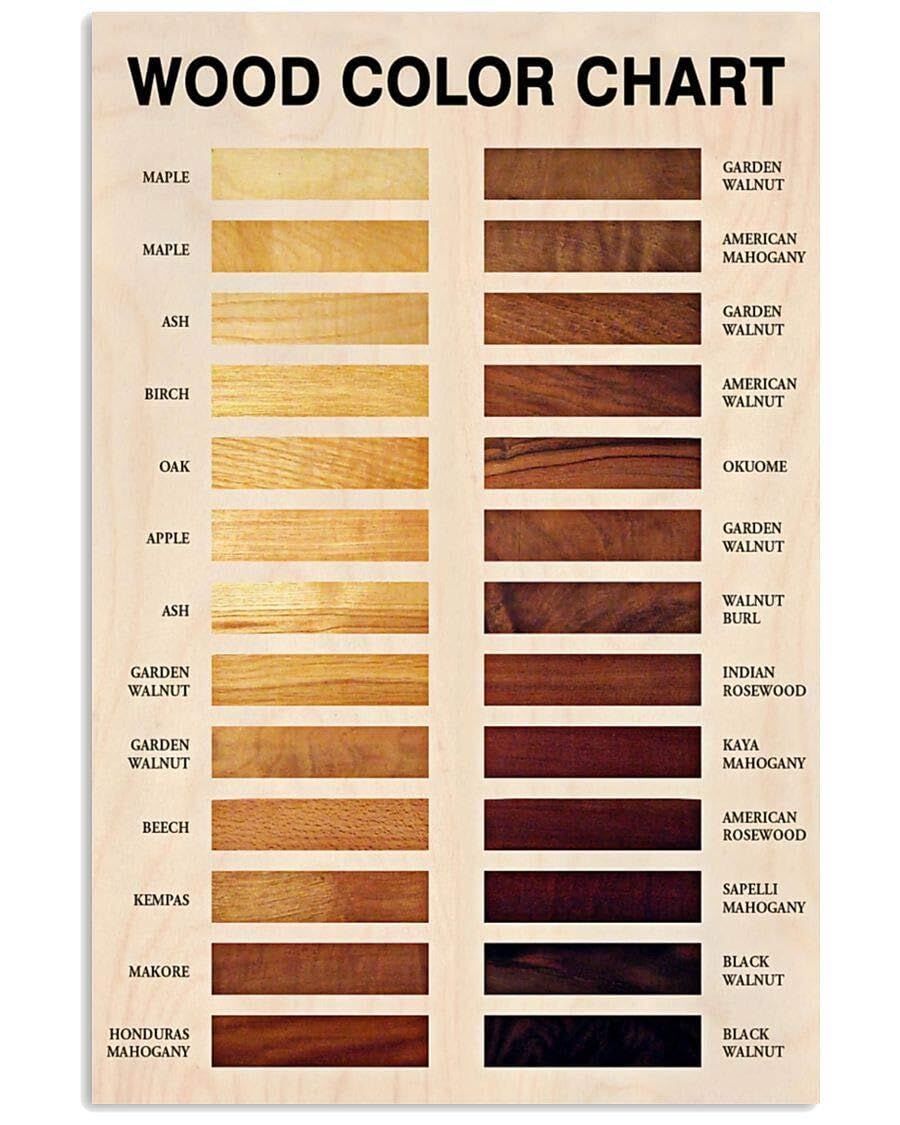 Woodworking Basics & Wood Color Chart - Vintage Educational Poster for DIYers - Industrial Wall Art for Home Workshop, Studio, or Office(Unframed,12x18inch(30x45cm))