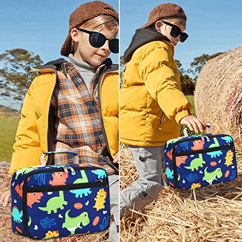 Loidou Lunch Box Kids Boys Girls Insulated Lunch Bag Thermal Meal Tote Reusable Lunch Pail Bags For School Travel (Dinosaur Navy) #TOP4