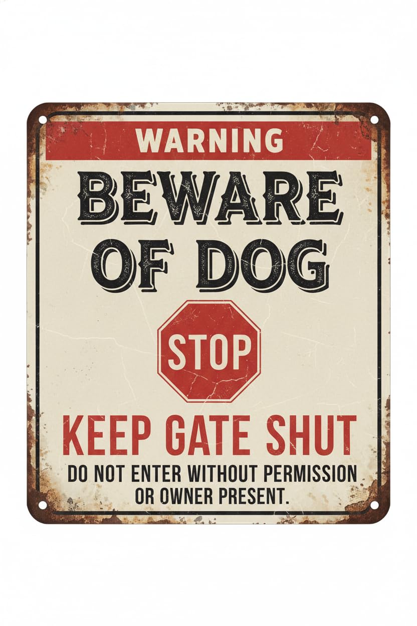 Vintage Metal Tin Sign Beware Of Dog Sign Warning Metal Tin Sign Beware Of Dog Signs For Fence Farm Garden Garage Dog Lover Gift 8X12 Inch Custom Private Property Signs Outdoor